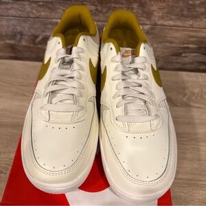 Nike Men’s White Sneakers with Olive Swoosh